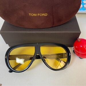 Tom Ford Black Sunglasses with Amber Lenses